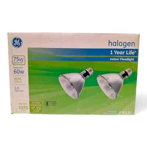 GE PAR30 FLOOD Bulb Halogn LONG NECK  2900K Indoor 60W - 2 Pack - Picture 1 of 3