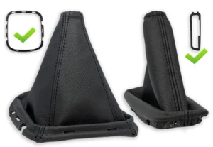 PARA NISSAN PATHFINDER R51 FUNDA PALANCA DE CAMBIO y FRENO CUERO NEGRO + MARCO - Bild 1 von 5
