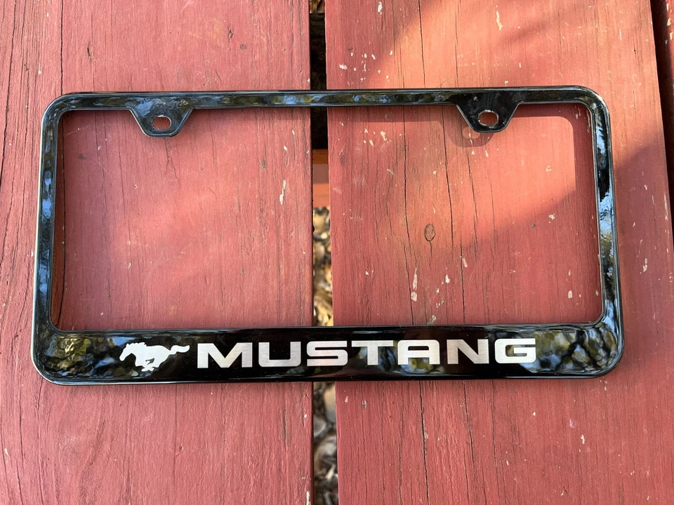 Ford Mustang Laser Etched Logo Stainless Steel License Plate Frame-Ford OEM - Image 1 of 4