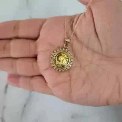 14k Yellow Gold Over 2.40Ct Round Moissanite Panda Coin Pendant Men - Image 1 of 4