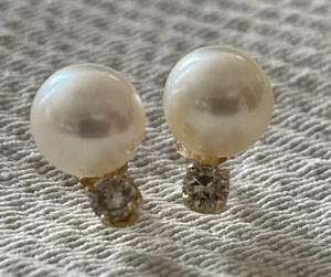 Pendientes de perlas de oro amarillo de 14 K - Imagen 1 de 7