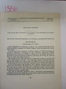 Govt Report Charles Leeper Private 40th Regiment, 4th Brigade 1st Div, IL #1558 - Picture 1 of 2