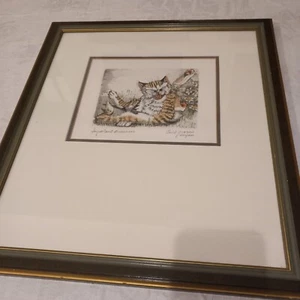 Cat Print " Important Business" Enid Groves. Signed / Numbered Ltd Edition - Picture 1 of 7
