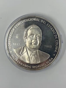 Mexico 5 Onza Oz 0.999 SILVER Libertad Medal Fernando Moreno Peña in Capsule - Picture 1 of 5