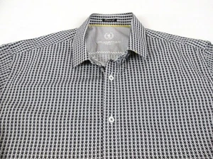 Bugatchi Uomo Size L Classic Fit Button Front Black White Gray Long Sleeve - Picture 1 of 7