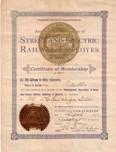 AASEREA: Certificate of Membership: 1904  *actual shipping* - Imagen 1 de 1