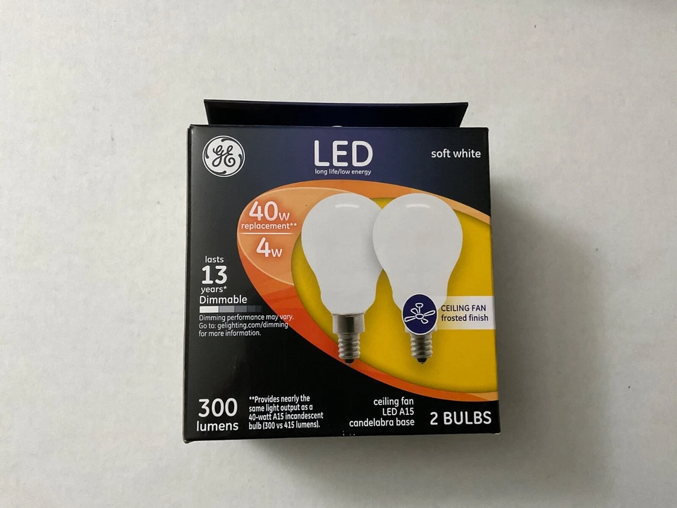 GE 33631 FROSTED 4W A15 E12 LED Dimmable Ceiling Fan Light Bulb X6- 2PKs - Image 1 of 4