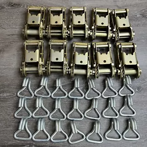 Lot of 10 Ancra Heavy Duty Ratchet Handle 2 inch + 21 Hooks - Picture 1 of 7