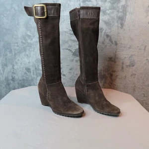 FRANCO SARTO Boots Womens 6 M Brown Suede Leather Zip Riding Fashion Brazil - Picture 1 of 18