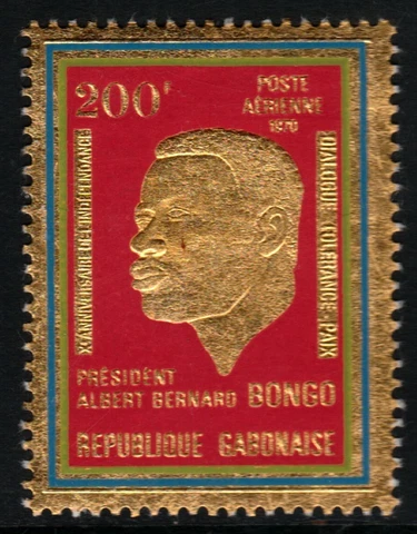 ✔️ GABON 1970 - BONGO - GOLD FOIL - MI. 372 ** MNH OG  [01.19] Cover