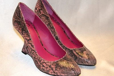 ¡NUEVO! Zapatos de salón KELSI DAGGER caléndula piel de serpiente cuero ADORE tacón de cuña 6,5 8 $110 Foto 1 de 4