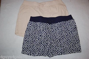 Girls Shorts NAVY BLUE White Yellow Daisy Flower TWO LOT Solid Beige S 6-6X - Picture 1 of 1