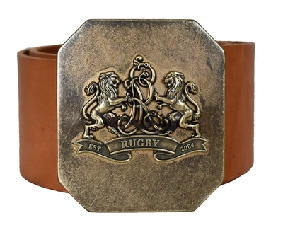 Cinturón RUGBY by RALPH LAUREN LION CREST Hebilla Marrón CUERO GENUINO ANCHO Talla M Foto 1 de 4