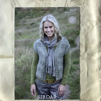Sirdar Click Chunky knitting pattern 9527. Cardigan 32-54" Original - Image 1 of 3