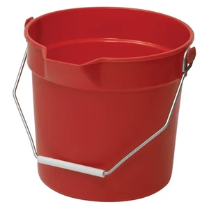 Heavy-Duty Plastic Bucket/Utility Pail with Pour Spout, 10 Quarts, Red - Picture 1 of 2