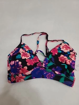 NUEVO CON ETIQUETAS TIME AND TRU "Floral Daze" Top de Bikini Corbata Espalda Sin Alambres; Talla M (8-10) Foto 1 de 4