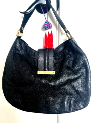 GUCCI  bag, hobo design, black leather monogram. - Image 1 of 4
