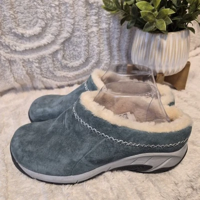 Tamanco Merrell Encore Ice 4 Moc Mule couro camurça shearling azul-petróleo feminino tamanho 8 - Imagem 1 de 4