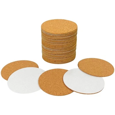 40 Pack Self-Adhesive Cork Round 3.5 Inch Backing Sheets Cork Coasters for8393 - Image 1 of 4