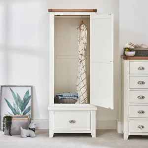 Cheshire White Single 1 Door Wardrobe with Drawer-SLIGHT SECONDS-CW21-F295 - Picture 1 of 18