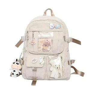 Backpack School Bag for Girls Large Cute Backpack With Cute Accessory - Picture 1 of 1