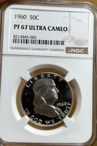 1960 Franklin Silver Half Dollar NGC PF67 Ultra Cameo - Bild 1 von 4
