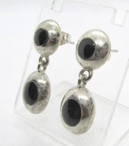 ORECCHINI A DOPPIA GOCCIA ARGENTO 925 SMALTO NERO 28,8x11MM ~ 9,2G - Foto 1 di 4