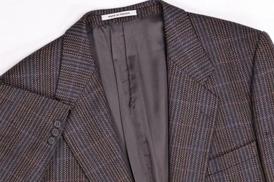 Vintage Yves Saint Laurent Wool Herringbone Tweed Multi-Color Blazer Jacket 42 R - Image 1 of 4
