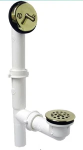 4PVD Trip Lever Bath Drain Kit PVD Polished Brass Trim Fits Standard Tubs NEW - Picture 1 of 7
