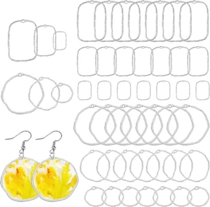 48Pcs 6Styles Alloy Open Back Bezel Pendants Hollow Frame Pendants Resin Craft B - Picture 1 of 6