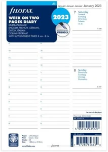 Filofax A5 Woche auf zwei Seiten 5 Sprachtermine 2023 Tagebuch - Bild 1 von 2