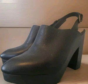 RACHEL COMEY Platform Black Leather Slingback Close Toe Clogs Heels Sz 7 RP$450 - Picture 1 of 12