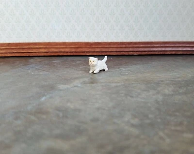 Casa de Muñecas Miniatura Gatito Blanco Persa Jugando Escala 1:12 Animales Gatos Foto 1 de 3