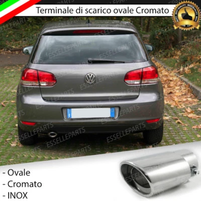 TERMINALE DI SCARICO PER MARMITTA FINALINO CROMATO INOX VOLKSWAGEN GOLF 6 VI - Immagine 1 di 4