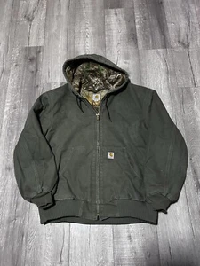 VTG 00s Carhartt Olive Green Realtree Camo Lined Hooded Work Jacket Size XL - Picture 1 of 5