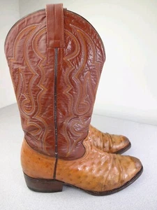 Herren Western Cowboystiefel Straußenfeder Muster Echtleder runde Spitze Gr. 26 - Bild 1 von 9