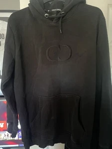 Sudadera con capucha de algodón Criminal Damage negra rebobinada para hombre - Imagen 1 de 3