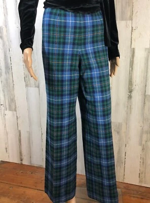 Pantalones Pantalón de Lana Pendleton Años 70 De Colección Talla 18 Verde Azul Tartán Cuadros Cremallera Lateral EE. UU. Foto 1 de 4