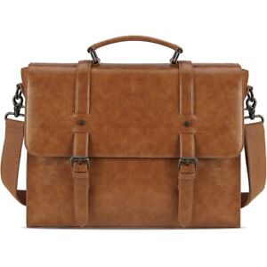 Messenger Bag 15.6 Inch Waterproof Leather Laptop Briefcase Large Satchel