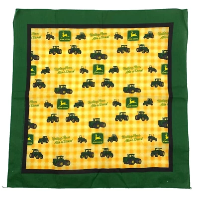 Bufanda bandana vintage Springs Industries John Deere 21,5" x 21,5" verde amarillo Foto 1 de 4