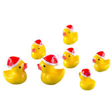 Mini Christmas Hat Ducks Miniature Resin Ducks Tiny Duckies Yellow Decoration