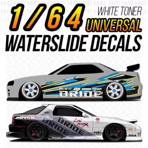 Scala 1/64 BRIDE DRIFT Toner Bianco Personalizzato Universale WaterSlide Decalcomania per Caldo - Foto 1 di 4