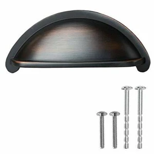 Oil Rubbed Bronze Kitchen Cabinet Pulls 3 Inch Hole Center Bin Cup Drawer Handle - Picture 1 of 8