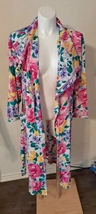 Vintage 1980s Victoria’s Secret Floral Full Length Robe Small Gold Label w/Belt - Picture 1 of 8