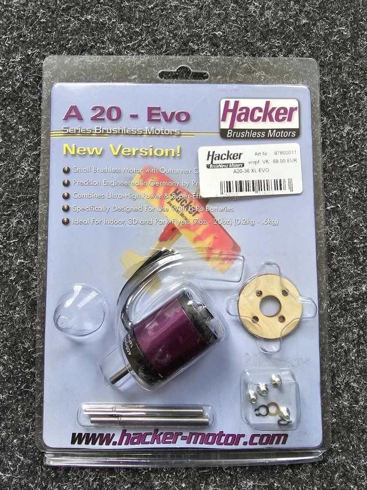 Hacker A20-36 XL Evo RC Brushless Motor  mit Zubehör NEU & OVP - Bild 1 von 2