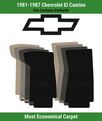 Alfombrillas delanteras Lloyd Velourtex para '81-87 El Camino con contorno negro Chevy pajarita Foto 1 de 4