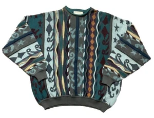 Vintage St Croix Sweater 3D Knit Biggie Coogi Style Sz XL Geometric Hip Hop 90s - Picture 1 of 13