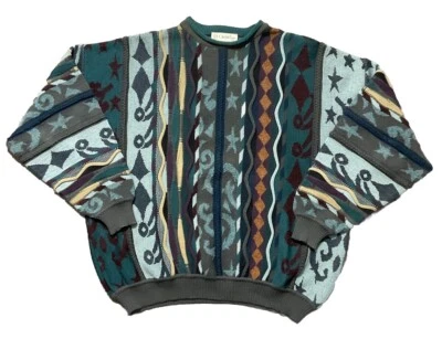 Vintage St Croix Sweater 3D Knit Biggie Coogi Style Sz XL Geometric Hip Hop 90s - Image 1 of 4