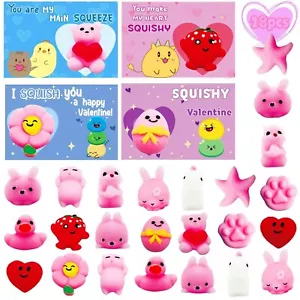 28 Packs Kawaii Mochi Squishy Toys with Valentines Day Gift Cards, Squishies ... - Picture 1 of 8
