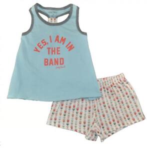 Lucky Brand Girls Blue Top 2pc Short Set Size 2T 3T 4T 4 5 6 6X